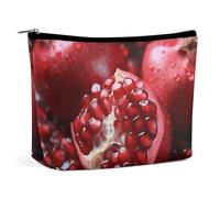 QMNBTES Grande trousse de maquillage de voyage pour femme avec fruits de grenade, trousse de toilette étanche pour sac à main, trousse de maquillage portable, jolie pochette à fermeture éclair