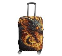 QMNBTES Housse de bagage à main avec motif dragon chinois pour bagages, approuvée par la TSA - Housse de protection élastique anti-rayures et lavable - Convient aux valises de 48,3 à 76,2 cm, Blanc, L