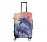QMNBTES Housse de bagage à main Dolphins Art pour bagages, approuvée par la TSA - Housse de protection élastique anti-rayures et lavable - Convient aux valises de 48,3 à 76,2 cm, Blanc, XL, Moderne.