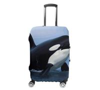 QMNBTES Housse de bagage à main Killer Whale pour bagages, approuvée par la TSA - Housse de protection élastique anti-rayures et lavable - Convient aux valises de 48,3 à 76,2 cm, blanc, M, Moderne