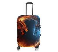 QMNBTES Housse de bagage à main motif dragons du feu et de glace pour bagages, approuvée par la TSA - Housse de protection élastique anti-rayures et lavable - Convient aux valises de 48 à 76,2 cm - XL