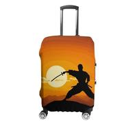 QMNBTES Housse de bagage à main Sun Karaté Silhouette pour bagages approuvée par la TSA Housse de protection élastique anti-rayures lavable Convient aux valises de 48,3 à 76,2 cm, Blanc, M, Moderne.