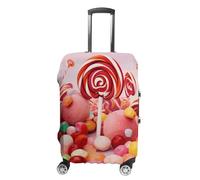 QMNBTES Housse de bagage à main Sweet Candy pour bagages, approuvée par la TSA - Housse de protection élastique anti-rayures et lavable - Convient aux valises de 48,3 à 76,2 cm, Blanc, L, Moderne.