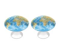 QMNBTES Lot de 2 boutons de placard vintage en acier inoxydable avec motif carte du monde pour commode, tiroir, porte de placard de salle de bain, porte pliante