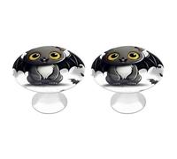 QMNBTES Lot de 2 boutons de placard vintage en acier inoxydable avec motif chauve-souris pour commode, tiroir, salle de bain, porte de placard