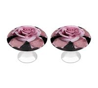 QMNBTES Lot de 2 boutons de placard vintage en acier inoxydable avec paillettes roses pour commode, tiroir, salle de bain, porte de placard