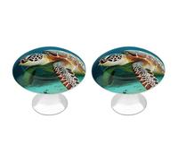 QMNBTES Lot de 2 boutons de placard vintage en acier inoxydable motif tortue de mer pour commode, tiroir, porte de placard de salle de bain, porte pliante