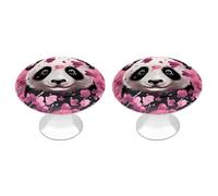 QMNBTES Lot de 2 boutons de placard vintage en coton et en forme de panda rose - En acier inoxydable - Pour commode, tiroir, salle de bain, porte de placard