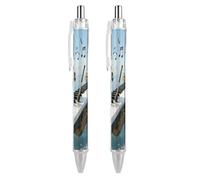 QMNBTES Lot de 2 stylos à bille rétractables noirs pour une écriture lisse, pointe fine de 0,5 mm, rechargeables, séchage rapide, encre gel flottante, prise en main confortable pour journal intime
