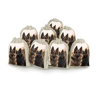 QMNBTES Lot de 8 sacs cadeaux en mousseline avec cordon de serrage en forme de chien assis, petits sacs cadeaux en tissu, sacs cadeaux en tissu, sacs cadeaux avec cordon de serrage