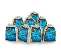 QMNBTES Lot de 8 sacs cadeaux en mousseline avec cordon de serrage Motif carte du monde