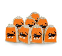 QMNBTES Lot de 8 sacs cadeaux en mousseline avec cordon de serrage Motif chat noir