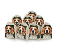 QMNBTES Lot de 8 sacs cadeaux en mousseline avec cordon de serrage Motif chien Beagle