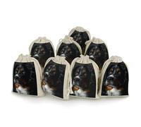 QMNBTES Lot de 8 sacs cadeaux en mousseline avec cordon de serrage Motif chien bernois