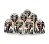 QMNBTES Lot de 8 sacs cadeaux en mousseline avec cordon de serrage - Motif éléphant - Petits sacs cadeaux en tissu - Sacs cadeaux en tissu - Sacs cadeaux avec cordon de serrage