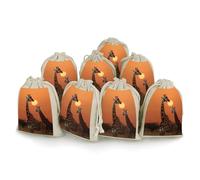QMNBTES Lot de 8 sacs cadeaux en mousseline avec cordon de serrage Motif girafe au coucher du soleil