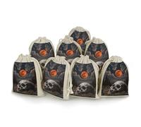 QMNBTES Lot de 8 sacs cadeaux en mousseline avec cordon de serrage Motif tête de mort et nuit