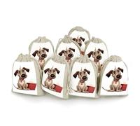 QMNBTES Lot de 8 sacs cadeaux en mousseline avec cordon de serrage pour chien