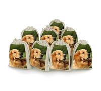 QMNBTES Lot de 8 sacs cadeaux en mousseline avec cordon de serrage pour chien Golden Retriever