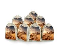QMNBTES Lot de 8 sacs cadeaux en mousseline avec cordon de serrage Pyramid Africa Desert - Sacs cadeaux en tissu avec cordon de serrage - Petits sacs cadeaux en tissu - Sacs cadeaux avec cordon de