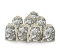 QMNBTES Lot de 8 sacs cadeaux en mousseline avec cordon de serrage style dragon blanc