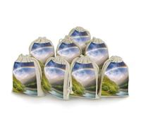 QMNBTES Mountain Valley Lot de 8 sacs cadeaux en mousseline avec cordon de serrage arc-en-ciel