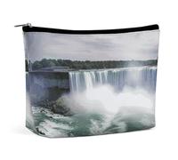 QMNBTES Niagara Falls Grande trousse de maquillage de voyage pour femme - Étanche - Pour sac à main - Organiseur de maquillage portable - Jolie pochette à fermeture éclair - Trousse de maquillage