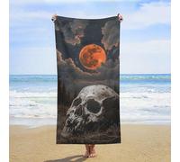 QMNBTES Serviettes de plage surdimensionnées de 160 x 80 cm, séchage rapide, serviettes de bain à motif de tête de mort, anti-sable, super absorbante, serviette turque de voyage pour adultes, drap de