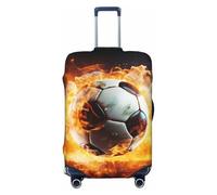 QMNEHJ Housse de bagage de voyage en forme de ballon de football brûlant - Housse de protection élastique anti-rayures - Étanche - Convient aux valises de 45,7 à 81,3 cm, Noir , S