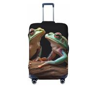 QMNEHJ Housse de protection pour bagages de voyage avec deux grenouilles - Élastique - Anti-rayures - Étanche - Convient aux valises de 45,7 à 81,3 cm, Noir , S