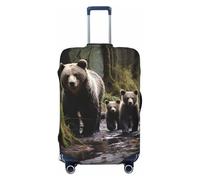 QMNEHJ Housse de protection pour bagages de voyage avec inscription Mother Bear and Her Cubs - Élastique - Anti-rayures - Étanche - Convient aux valises de 45,7 à 81,3 cm, Noir , S