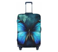 QMNEHJ Housse de protection pour bagages de voyage avec motif papillon bleu, élastique, anti-rayures, housse imperméable pour valises de 45,7 à 81,3 cm, Noir , M