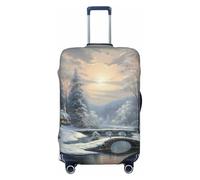 QMNEHJ Housse de protection pour bagages de voyage avec motif scène de neige - Élastique - Anti-rayures - Étanche - Convient aux valises de 45,7 à 81,3 cm, Noir , XL