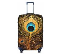 QMNEHJ Housse de protection pour bagages de voyage avec plumes de paon - Protection élastique anti-rayures - Étanche - Convient aux valises de 45,7 à 81,3 cm, Noir , S
