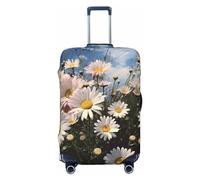 QMNEHJ Housse de protection pour bagages de voyage - Belles marguerites - Élastique - Anti-rayures - Étanche - Convient aux valises de 45,7 à 81,3 cm, Noir , XL