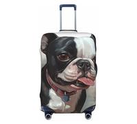 QMNEHJ Housse de protection pour bagages de voyage Boston Terrier - Élastique - Anti-rayures - Étanche - Convient aux valises de 45,7 à 81,3 cm, Noir , S