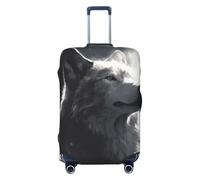 QMNEHJ Housse de protection pour bagages de voyage en forme de loup - Élastique - Anti-rayures - Étanche - Convient aux valises de 45,7 à 81,3 cm, Noir , XL