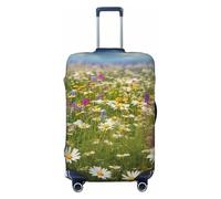 QMNEHJ Housse de protection pour bagages de voyage, motif fleurs de prairie printanière, housse de protection élastique anti-rayures pour valises de 45,7 à 81,3 cm, Noir , S