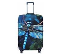 QMNEHJ Housse de protection pour bagages de voyage - Motif libellule bleue - Élastique - Anti-rayures - Étanche - Convient aux valises de 45,7 à 81,3 cm, Noir , L