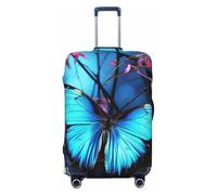 QMNEHJ Housse de protection pour bagages de voyage, motif papillon bleu, élastique, anti-rayures, housse de bagage de voyage, housse imperméable pour valises de 45,7 à 81,3 cm, Noir , XL