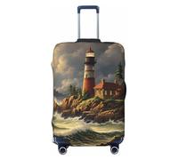 QMNEHJ Housse de protection pour bagages de voyage, motif vague côtière et phare, protection élastique, anti-rayures, housse de bagage de voyage, housse imperméable pour valises de 45,7 à 81,3 cm
