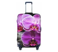 QMNEHJ Housse de protection pour bagages de voyage - Orchidée violette - Élastique - Anti-rayures - Étanche - Convient aux valises de 45,7 à 81,3 cm, Noir , M