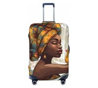 QMNEHJ Housse de protection pour bagages de voyage pour fille africaine - Élastique - Anti-rayures - Étanche - Convient aux valises de 45,7 à 81,3 cm, Noir , XL