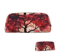 QMNEHJ Trousse à crayons de grande capacité en cuir synthétique avec motif arbre d'amour - Petite pochette à fermeture éclair - Esthétique - Jolie trousse de maquillage portable pour homme et femme