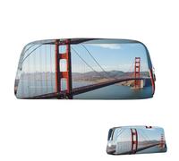 QMNEHJ Trousse à crayons de grande capacité en cuir synthétique San Francisco Golden Gate Bridge Petite pochette à fermeture éclair esthétique, trousse de maquillage portable pour homme et femme
