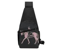 QMNKLET Sac à dos à bandoulière pour dressage, cavalier, cheval, sac banane pour l'extérieur, randonnée, noir, taille unique, Noir , Taille unique