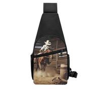 QMNKLET Sac à dos à bandoulière, sac de poitrine American West Rodeo, sac banane pour l'extérieur, randonnée, noir, taille unique, Noir , Taille unique