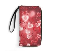 QMNLKH Portefeuille en cuir imprimé cœur élégant et durable pour la Saint Valentin : un sac de rangement indispensable pour les vacances, adapté pour ranger des cartes d'identité, diverses cartes et