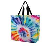 QMNLKH Sac à provisions réutilisable avec motif Tour Eiffel Paris Sac d'épicerie pliable lavable, Beautiful World Rainbow Tribe, 40x40x16cm