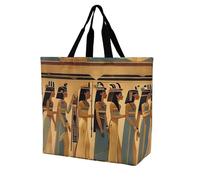 QMNLKH Sacs à provisions réutilisables - Blanc - Petites fleurs - Sac fourre-tout pliable et lavable, Les femmes dans l'Égypte ancienne, 40x40x16cm